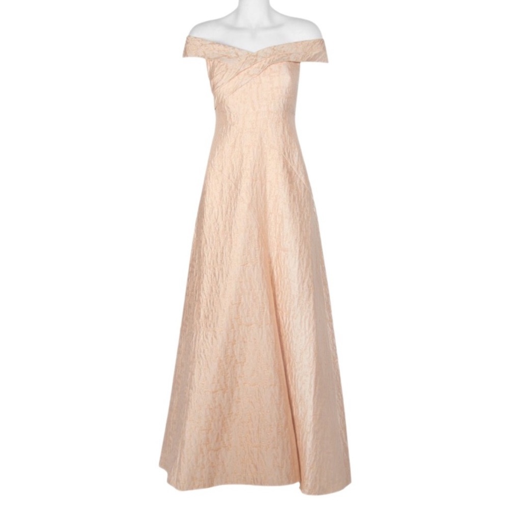 NWT - Women’s Aidan Mattox Off The Shoulder Jacquard Dress (Light Mink/Size 4)